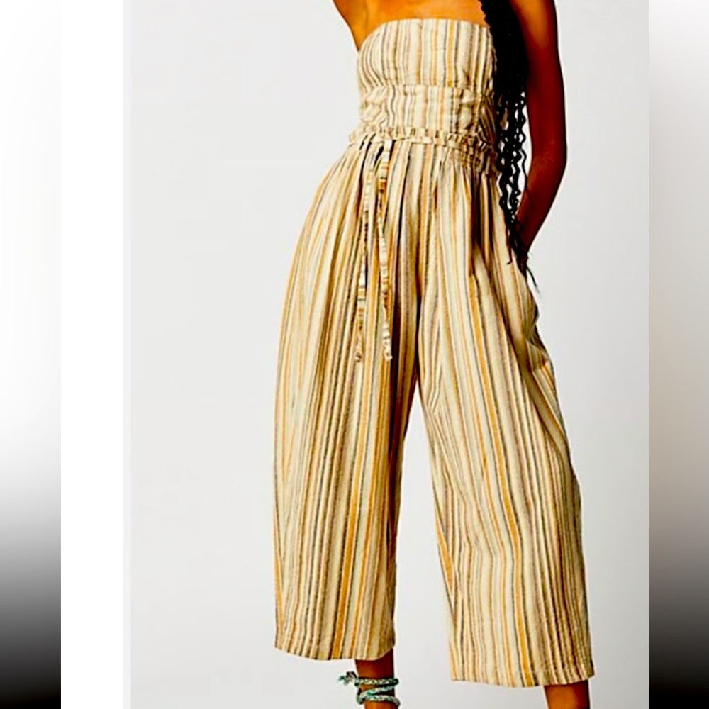 Free People Textured Multicolor Strapless Top